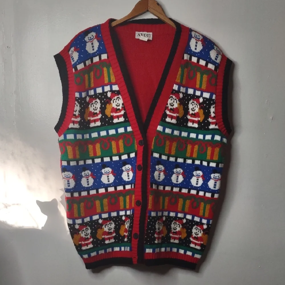 Avon Colorful Holiday Knit Vest - Picture 1 of 7